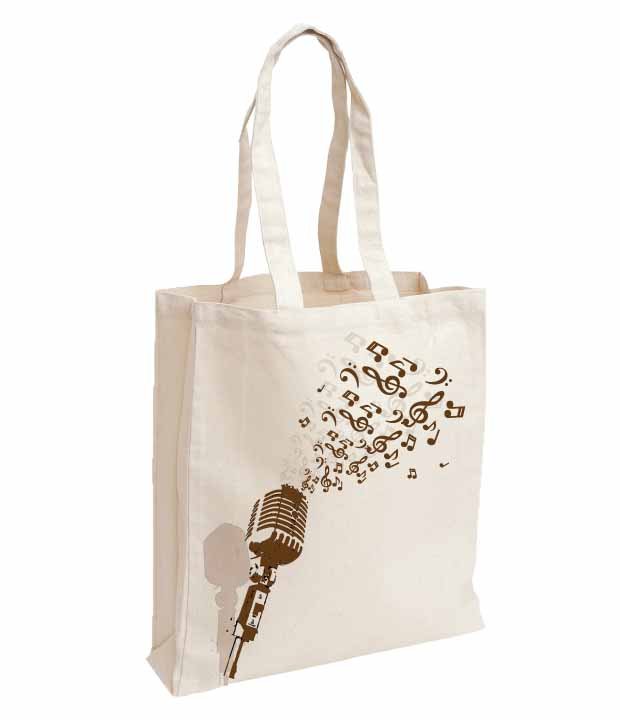 กระเป๋าผ้าพิมพ์ลาย Retro microphone music bag